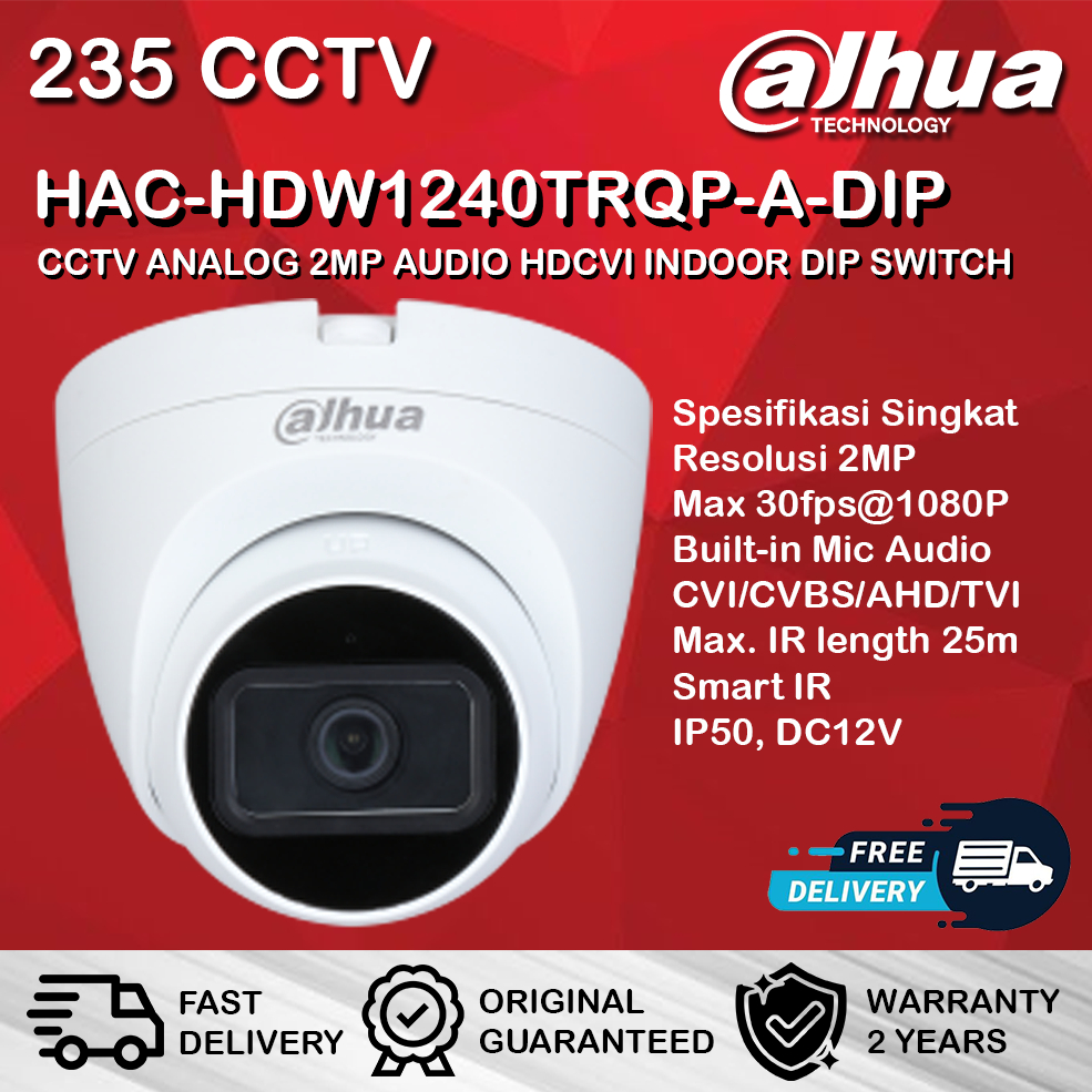 DAHUA HAC-HDW1240TRQP-A-Dip 2MP AUDIO HDCVI INDOOR Dip SWITCH