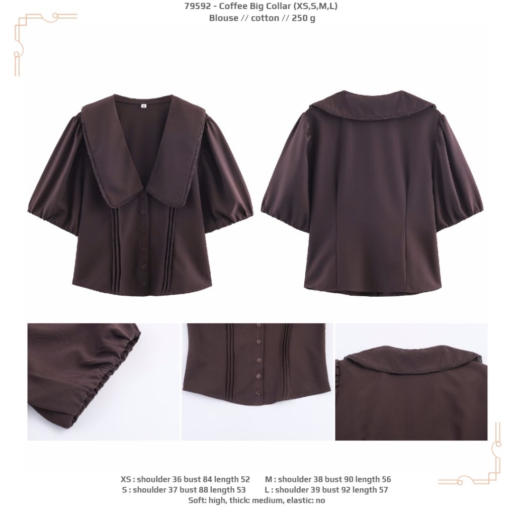 LOR92 - Coffee Big Collar (XS,S,M,L) - เสื้อเบลาส์ 2601