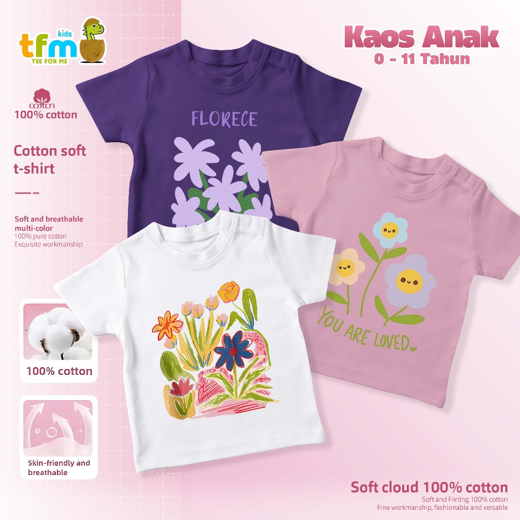 KATUN Teeforme Baby and Kids Floral T-Shirt / Kids Tee / Girls T-Shirt 0-11 Years Cotton