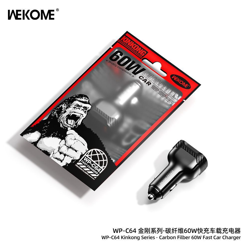 OME 60W Fast Charging 3 พอร์ต PD QC WP-C64 คาร์บอนไฟเบอร์ Original Car Charger