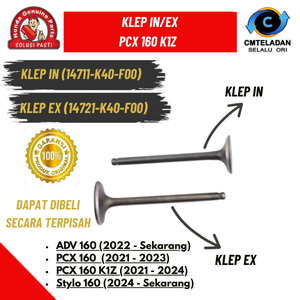 ร่มใน/เอ็กวาล์ว | วาล์วเข้า/Exhaust Vario 160 Adv 160 Pcx 160 ORIGINAL AHM