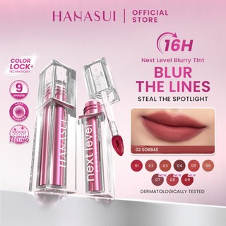 [NEW SHADES] Hanasui Next Level Blurry Tint - Lip Tint Watery To Blur Lightweight Tahan Lama Velvet Finish Powdery Tint Blurring Effect Stain Lasting Up to 8H Lip Stain Lipgloss Liptint Lipstik Lipcream Lip Matte Makeup Official Store