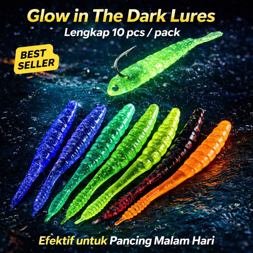 Soft Lure Ajing Lure Glow in The Dark 10pcs ขนาด 4.5 ซม. - Soft Sabiki Kotrek สําหรับตกปลาทะเล