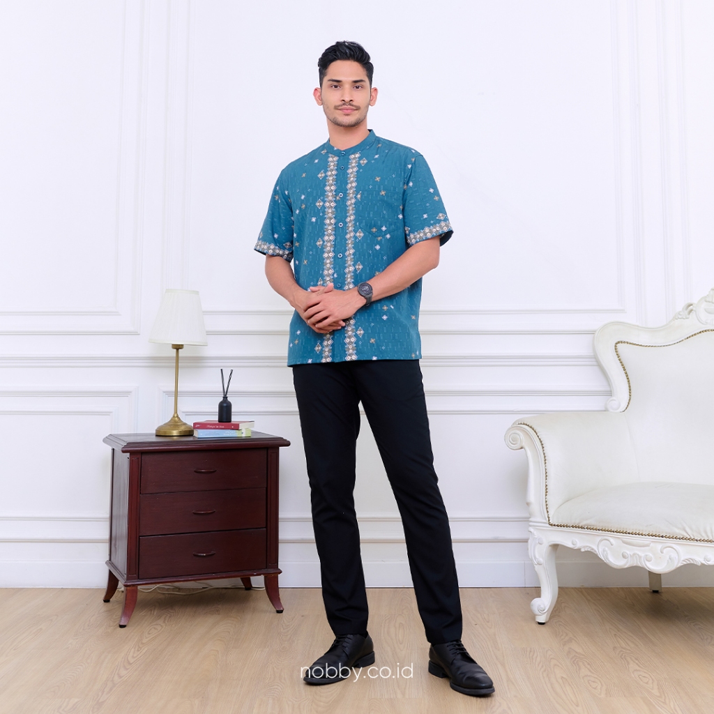 KEMEJA Nobby Elmara RSM ผู้ชาย Koko เสื้อเซี่ยงไฮ้คอปก Monogram Nobby Polly Dobby วัสดุ