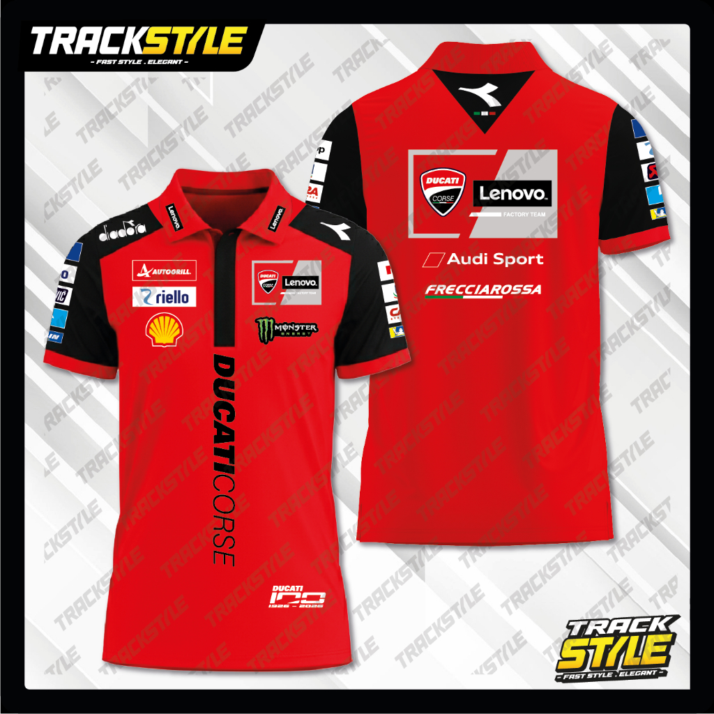 เสื้อโปโล TrackStyle Ducati Lenovo Team MotoGP 2026 คุณภาพพรีเมี่ยม MM93 FB63