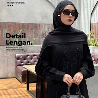 Imah Shop Zakiyah สีดํา Abaya ตุรกี Gamis Syari Muslimah Jet…