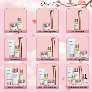 Drve Special Bundle Paket glowing brightening Cleanser + Moisturizing Toner + Retinol Essence + Hydrating Essence + Brightening day cream+moisturizer night cream Mengandung Niacinamide untuk mencerahkan kulit wajah