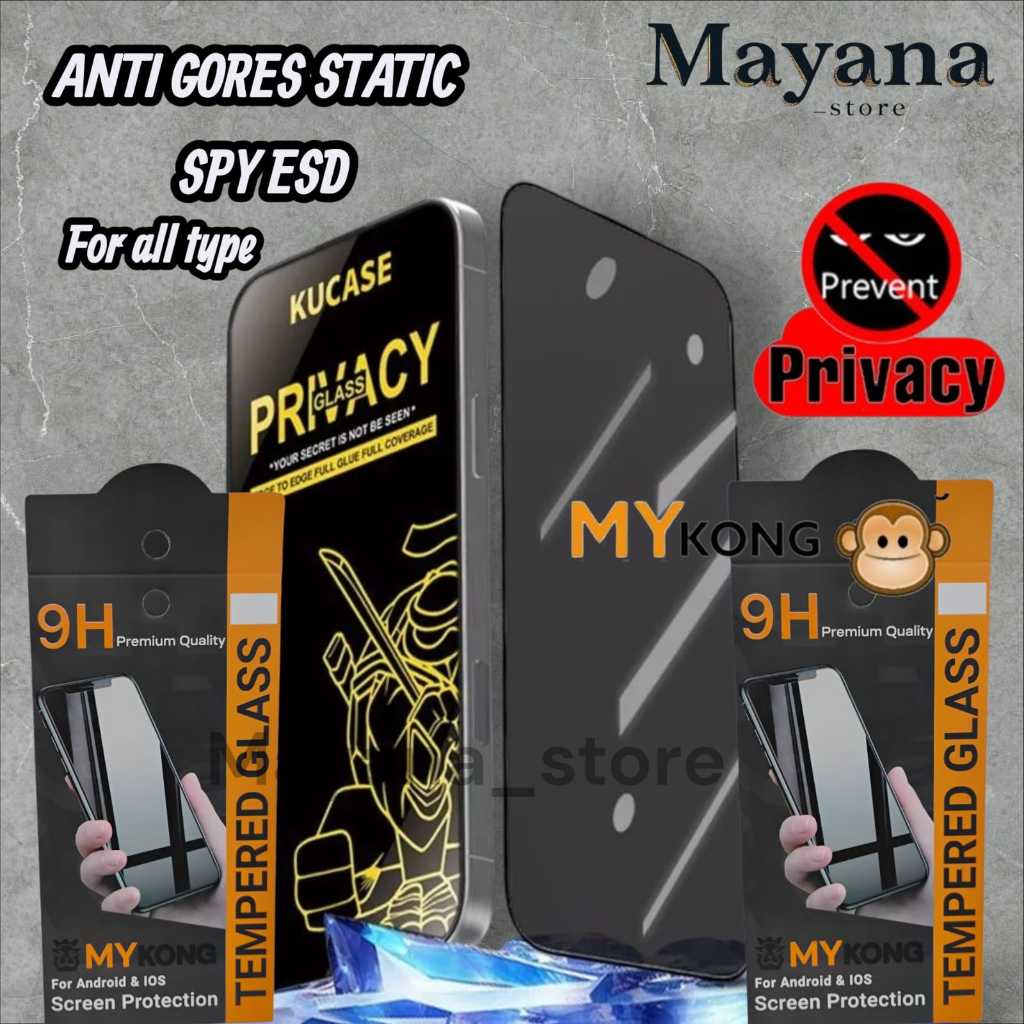 LAYAR 28 - MY KONG TEMPERED GLASS ESD ANTI SPY STATIC MY KONG สําหรับ INFINIX GT HOT 60I 60PRO 50I P