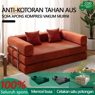 POPSOFA COD Sofa Bed Lipat Minimalis/Sofa Bed/Sofa Bench/Sofa 3 Seater/1.5M sofa/sofa tempat tidur&Sandaran Bisa Dilepas Sofa hijau tua