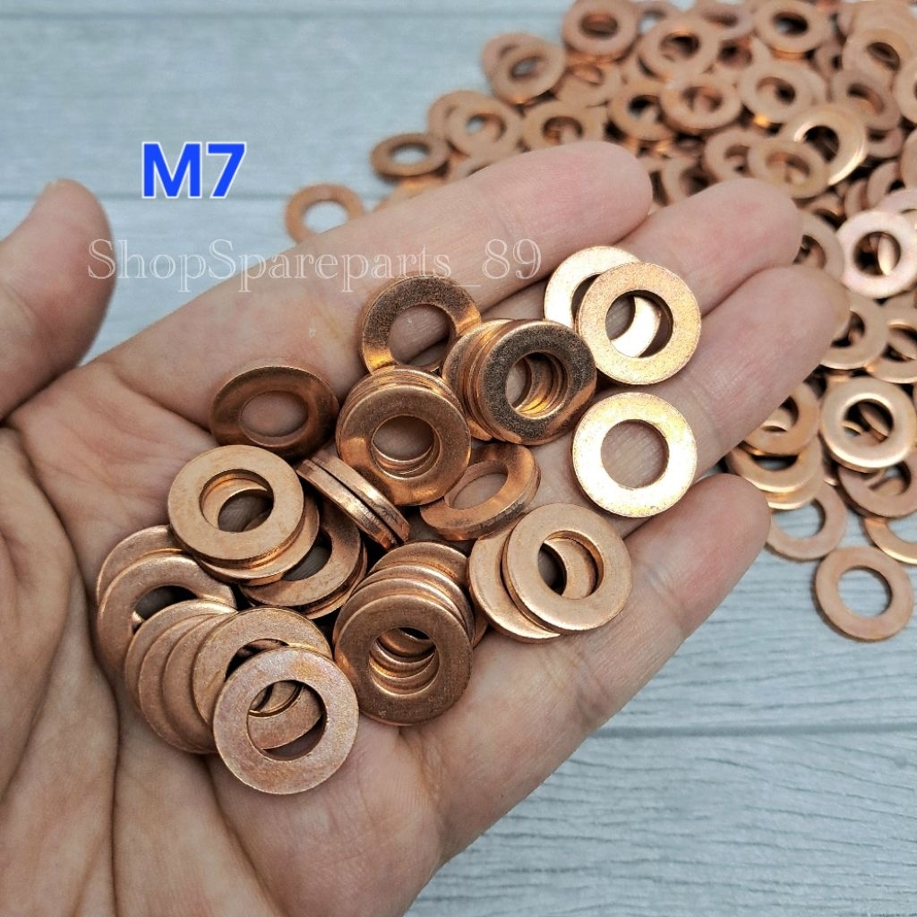 (50-100 ชิ้น) หัวแหวน M7 / แหวน CYLINDER CYLINDER HEAD COPPER M7 BOLT 11 ขนาด 7Bu14Bu2mm