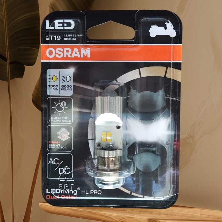 OSRAM เลนส์ LED รถจักรยานยนต์ไฟ LED T19 H6 M5 K1 Dual สี 2 สีสีขาวสีเหลือง LED ขับรถ T19 Pro