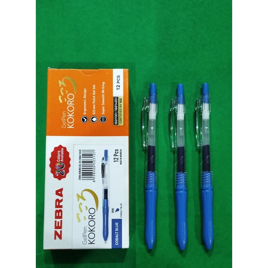 KOKORO COBALT BLUE GEL PEN ZEBRA ยี่ห้อ LIQUID GEL PEN พิมพ์ปากกา