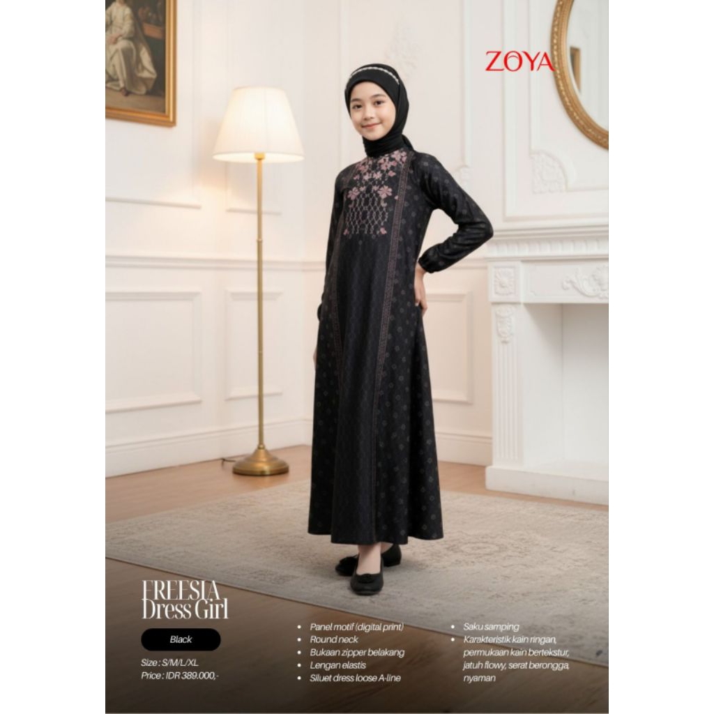 ZOYA - FREESIA GIRL DRESS MUSLIM CHILDRENS GAMIS ผลิตใน POLY MATERIAL