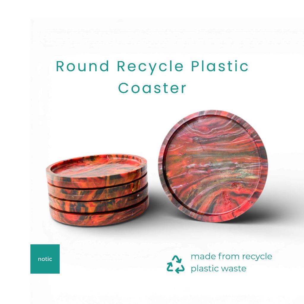 Notic รีไซเคิลถังขยะพลาสติก Coaster Recycle Plastic Coaster HDPE Volcanic Lava ของที่ระลึกของขวัญแฮม