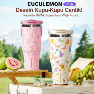 CucuLemon Tumbler Stainless Steel Aesthetic Portable Termos Kopi Tahan Panas Dingin Botol Minum