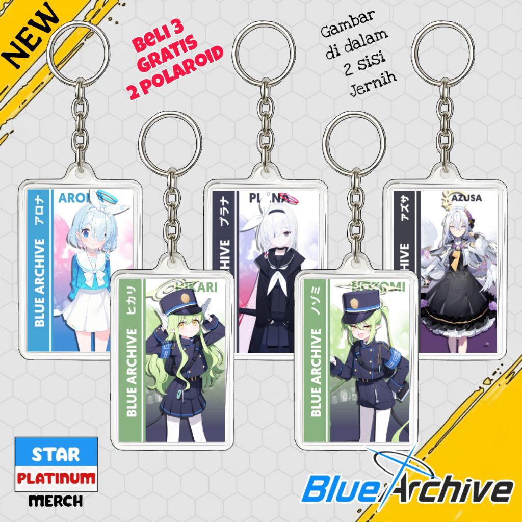 GANTUNGAN Blue Archive พวงกุญแจ - พวงกุญแจ Blue Archive - พวงกุญแจอะนิเมะเกม - พวงกุญแจ Hikari - Noz