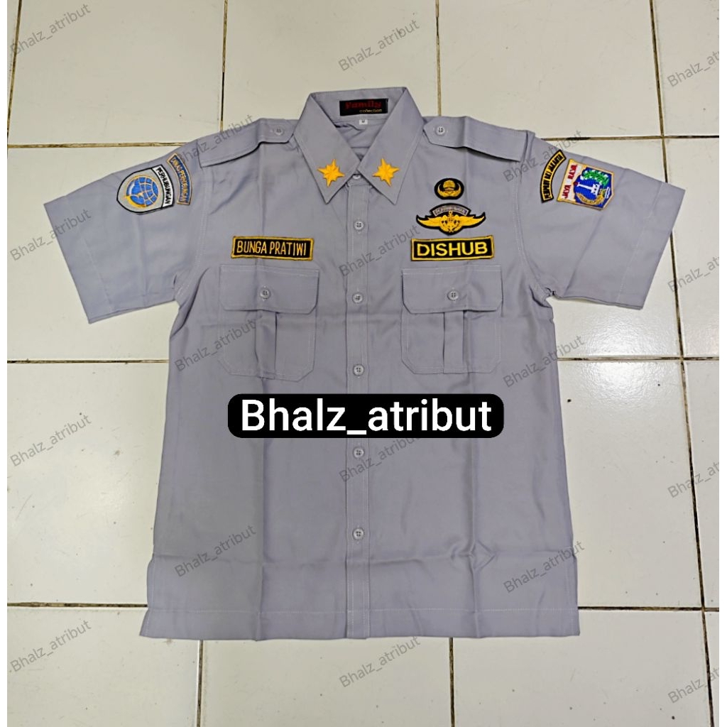 KEMEJA SHORT-SLEEVED GREY PDH UNIFORM FOR MEN (XTSSAS MATERIAL) / SHORT GREY SHIRT FOR MEN