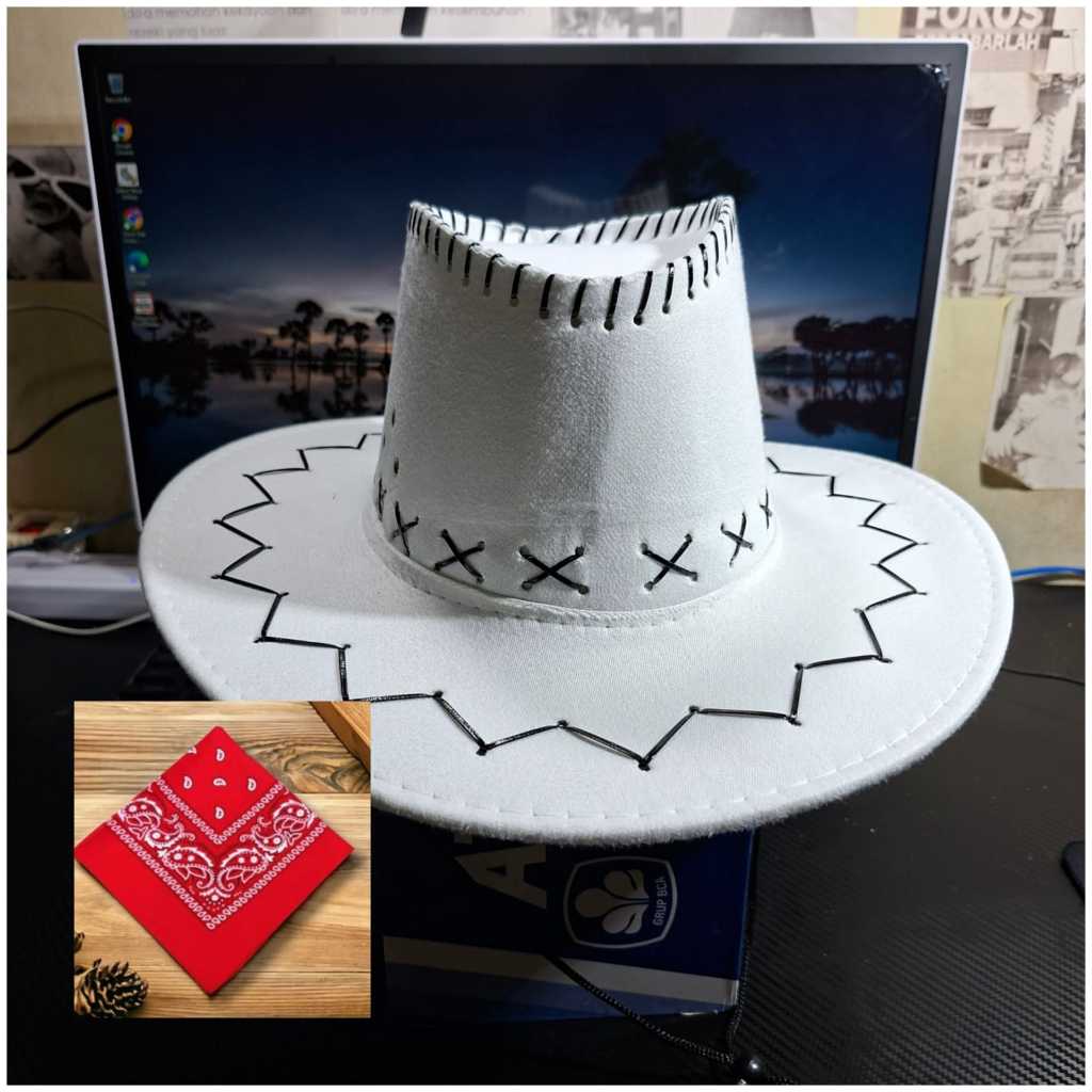 2 IN 1 PACKAGE HAT + SCARF / COWBOY HAT SET สําหรับผู้ชายและผู้หญิงผู้ใหญ่