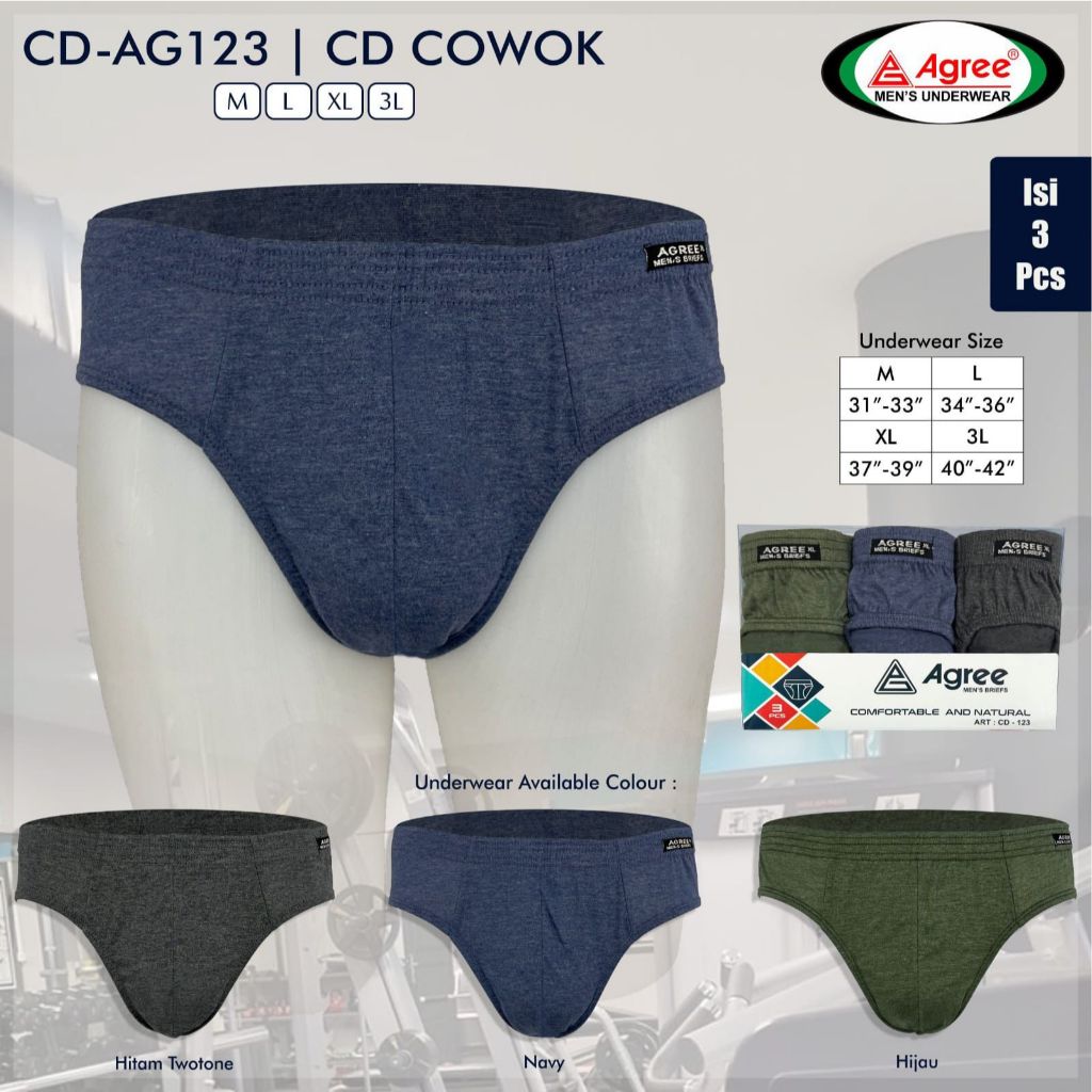 3 ชิ้น CD MENS UNDERWEAR AGREE AG123 M-XXL