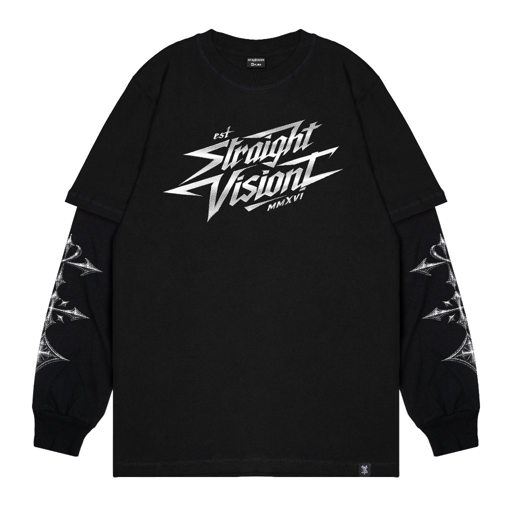 Straight Vision - เสื้อยืดแขนคู่สไตล์ Talon Street | เสื้อยืดสองชั้น | เสื้อยืดแขนคู่สตรีทแวร์ | Ske