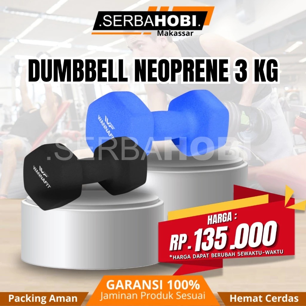 Dumble Barbell 3kg / 3kg Dumble Vinyl Dumbell 3kg Quality Iron Neoprene