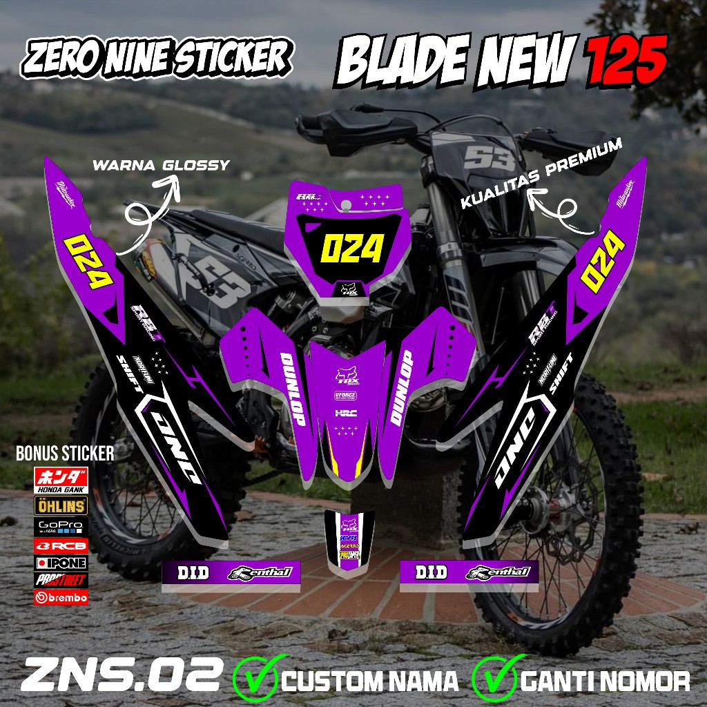 สติ๊กเกอร์ RBT BLADE ใหม่ 125 มอเตอร์ที่กําหนดเอง RBT BEBEK MODIF YZ CRF KLX KX KTM RBT DESIGN ZNS.0