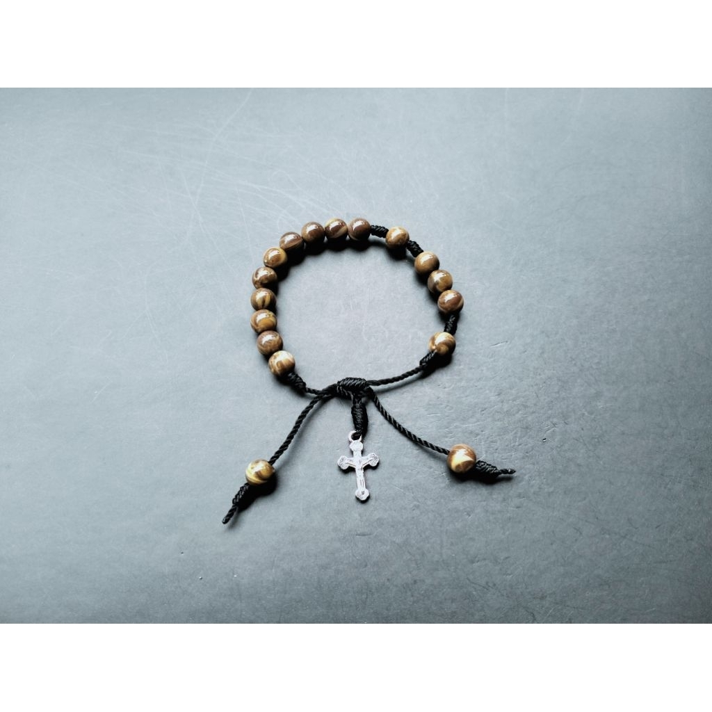 G48 ROSARY CROSS BRACELET MARBLE PEARL BRACELET