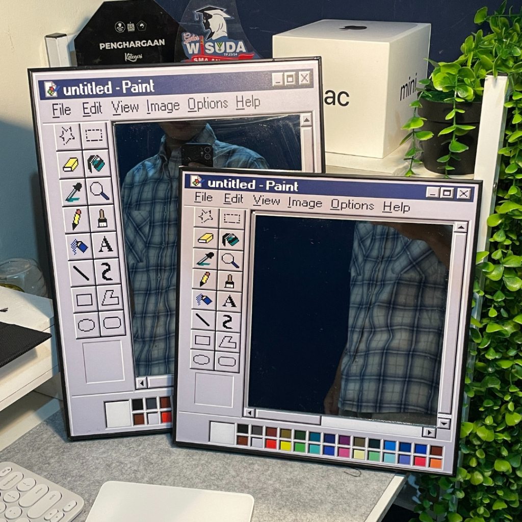 กรอบ Windows Retro MS สีมินิกระจกความงามตกแต่งห้องโปสเตอร์กระจกตกแต่งผนัง Minimalist Retro Vintage