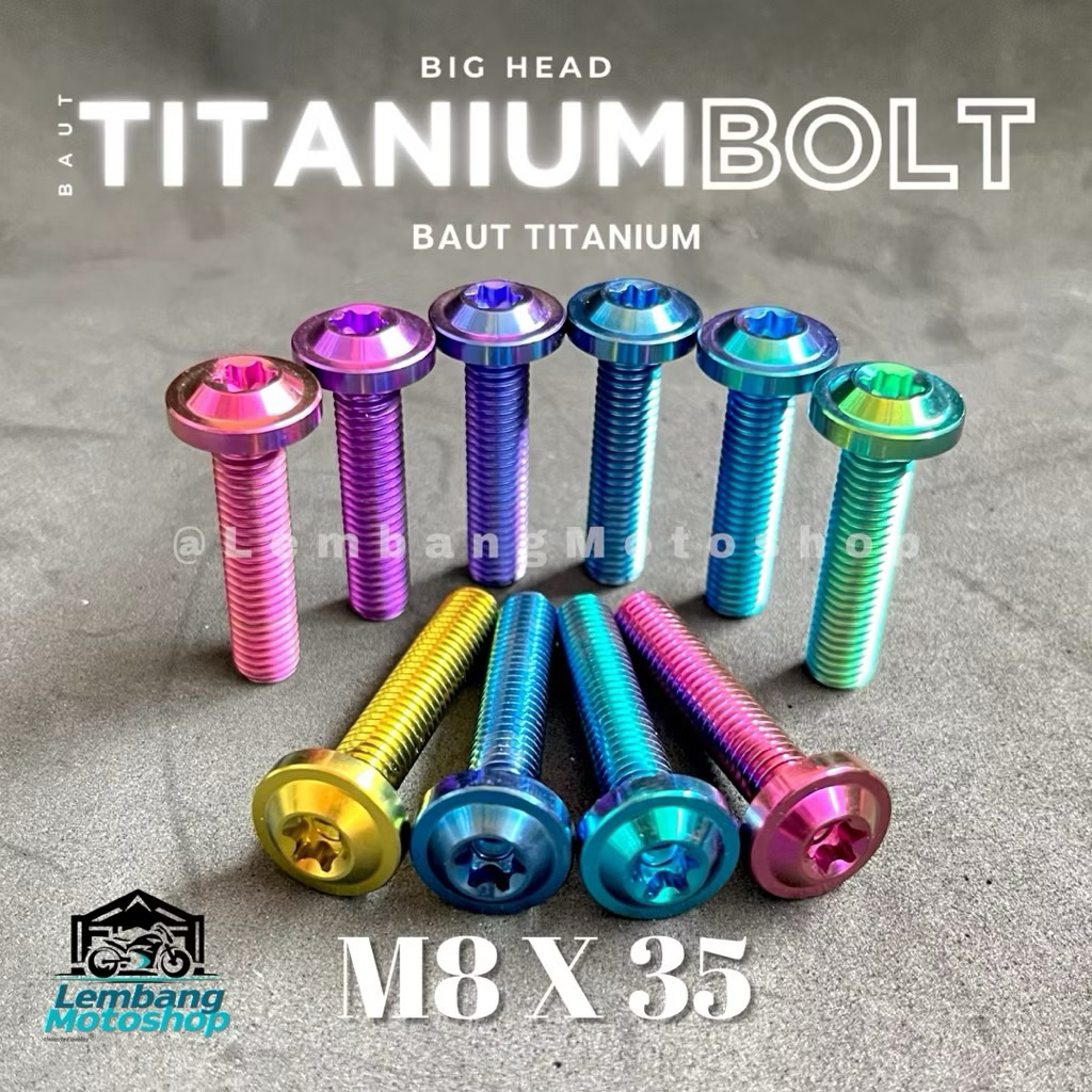 สลักเกลียวหัวใหญ่ไทเทเนียม M6 x 35 Original GR5 สลักเกลียวไทเทเนียม