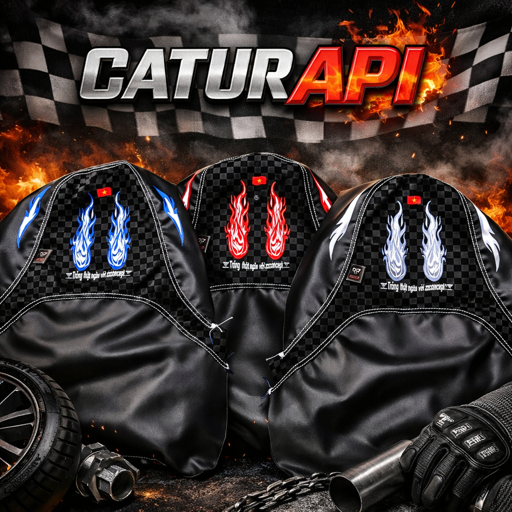 ผ้าคลุมเบาะหนัง V3 Mix Carbon Chess Fire Motif V2 เวียดนามโลโก้สไตล์ Universal All Vario Nmax Beat ร