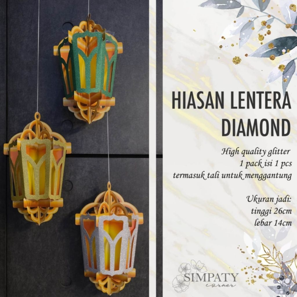 (1PC) RAMADHAN EID BIRTHDAY DECORTATIONS/ HOASAN CENTERA DIAMOND 26x14CM