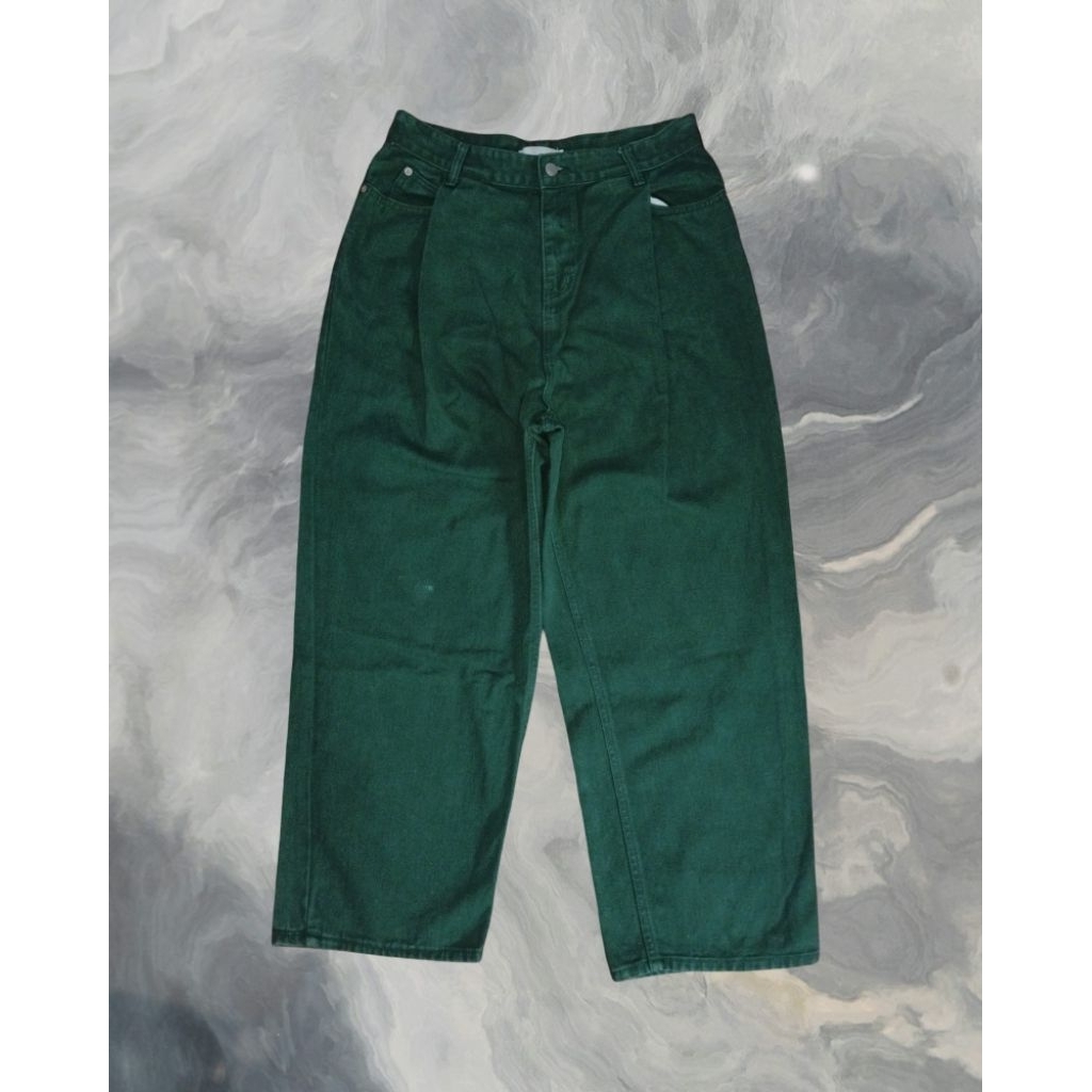 NEDEWS Loose Army Balloon Pleated Jeans Baggy Pants