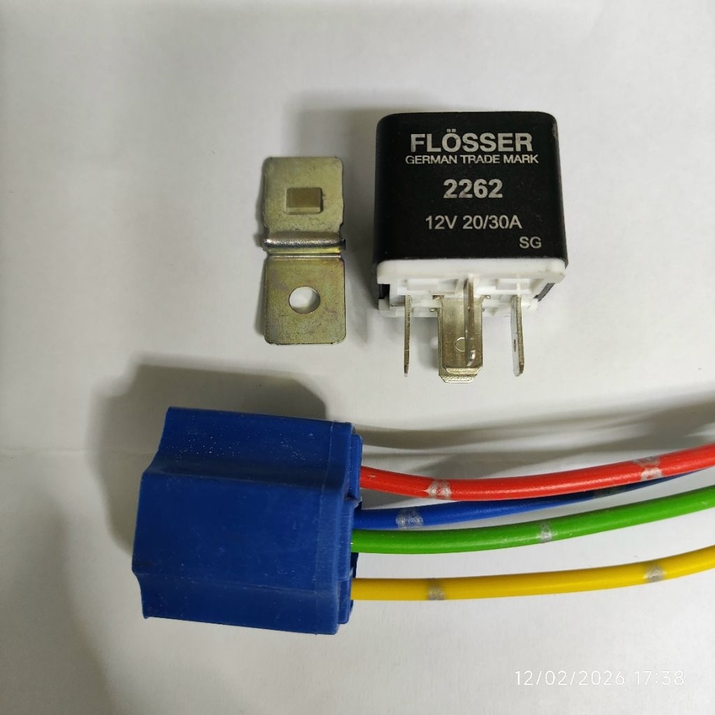 RELAY FLOSSER 2262 12V 20/30A 5 ขา 87a BREAKER RELAY + 5 สายเซรามิคซ็อกเก็ต