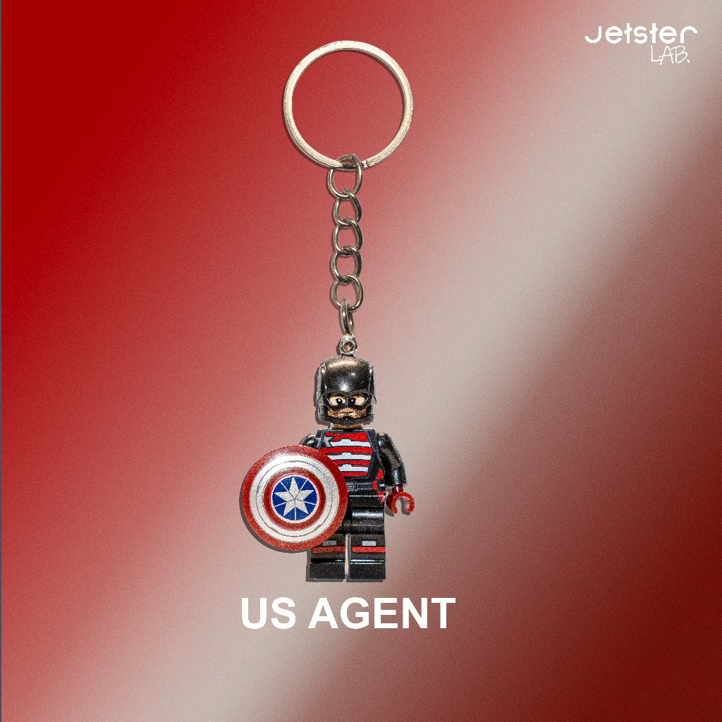 GANTUNGAN Jetster Lab พวงกุญแจพวงกุญแจรูป US Agent Marvel อุปกรณ์เสริม