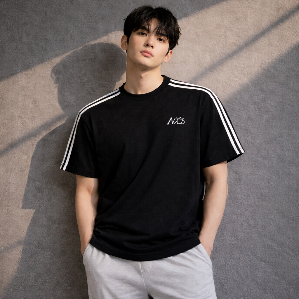 Nxdomain Mens Regular Stripes High Density Ink Cotton 24s Premium T-Shirt