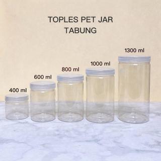 [12 pcs] Toples Tabung PET JAR 400ml 600ml 800ml 1000ml 1300ml Bening Wadah Kue Lebaran Tebal Rapat