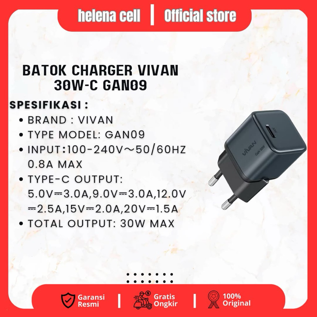 Vivan 30W-C GaN09 แท่นชาร์จ
