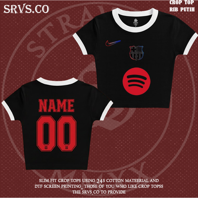 SRVS.CO - CROP TOP RIB FCB BARCA | COLOR VARIATIONS CROP TOP | สีดํา สีดํา | ผู้ชาย ผู้หญิง ผู้ใหญ่ 