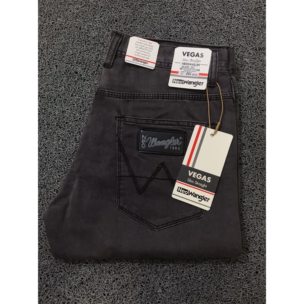 NEO WANGLER VEGAS กางเกงขายาวผ้าใบสีเทาเข้มสําหรับผู้ชาย