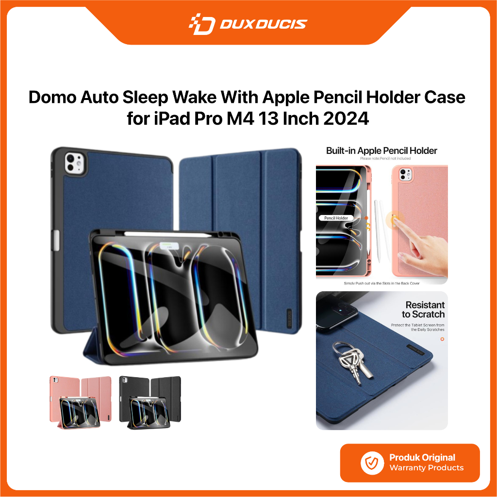 DUX DUCIS กรณี iPad Pro M4 13 นิ้ว 2024 DUX DUCIS Domo Series ผู้ถือดินสอขาตั้งหนังฝาครอบป้องกันปลอก