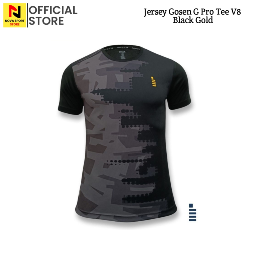 Gosen Jersey Badminton G Pro Tee V8 สีดําทอง