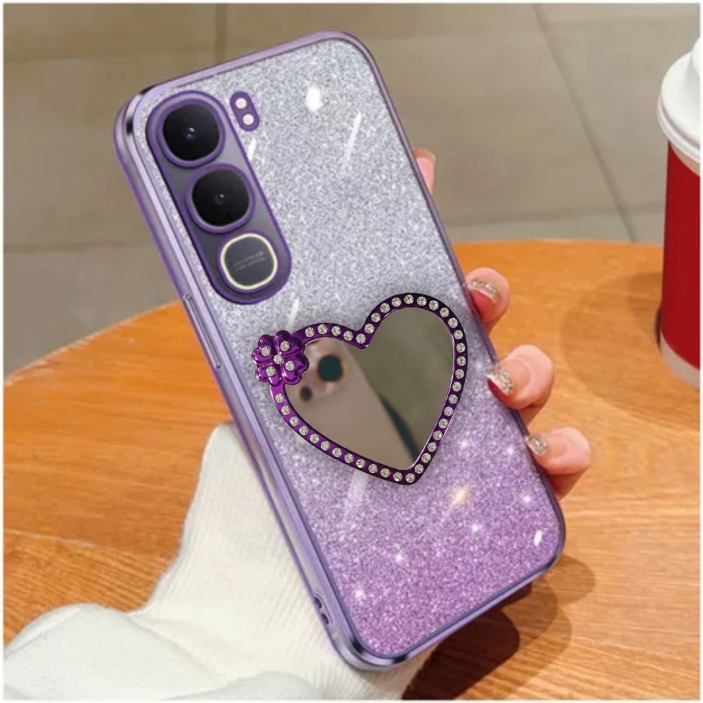 Vivo Y21D Y400 4G Y100 Luxury Glitter Ring Love Mirror Casing