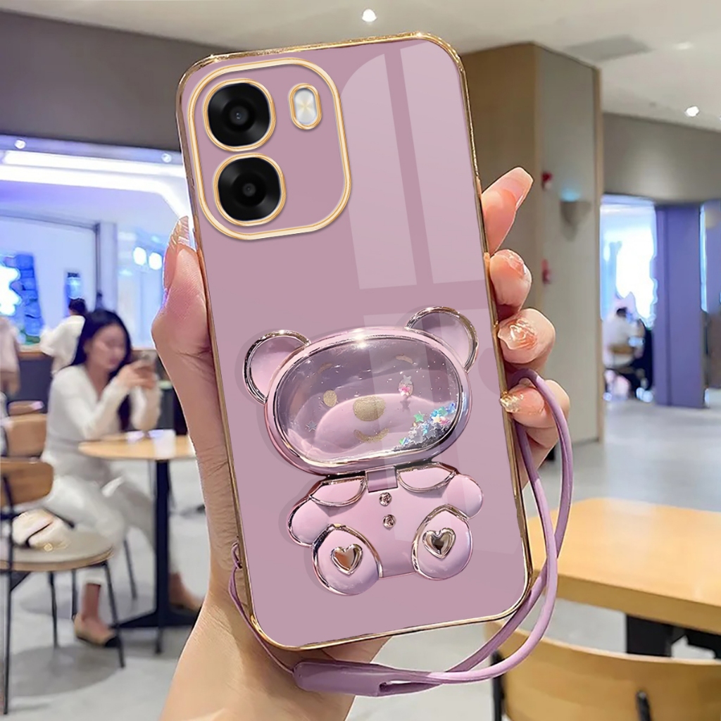 เคสนิ่ม Oppo A6, A6X Case Stand Holder Mirror Silicone Luxury Plating