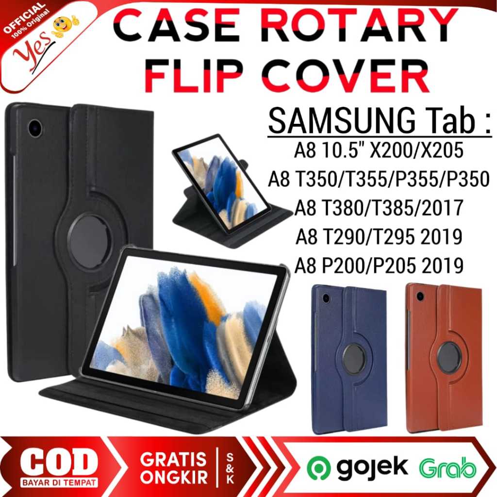 Samsung Galaxy Tab A8 / X205 T295 P355 T355 T350 P205 T385 Flip Cover Rotary 360 Full Protection Lea