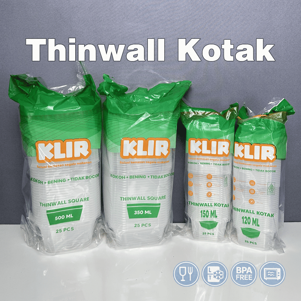 [25PCS] Thinwall KLIR Box 120 ml 150 ml 350 ml 500 ml / Square / Plastic Lunch Box / SQ