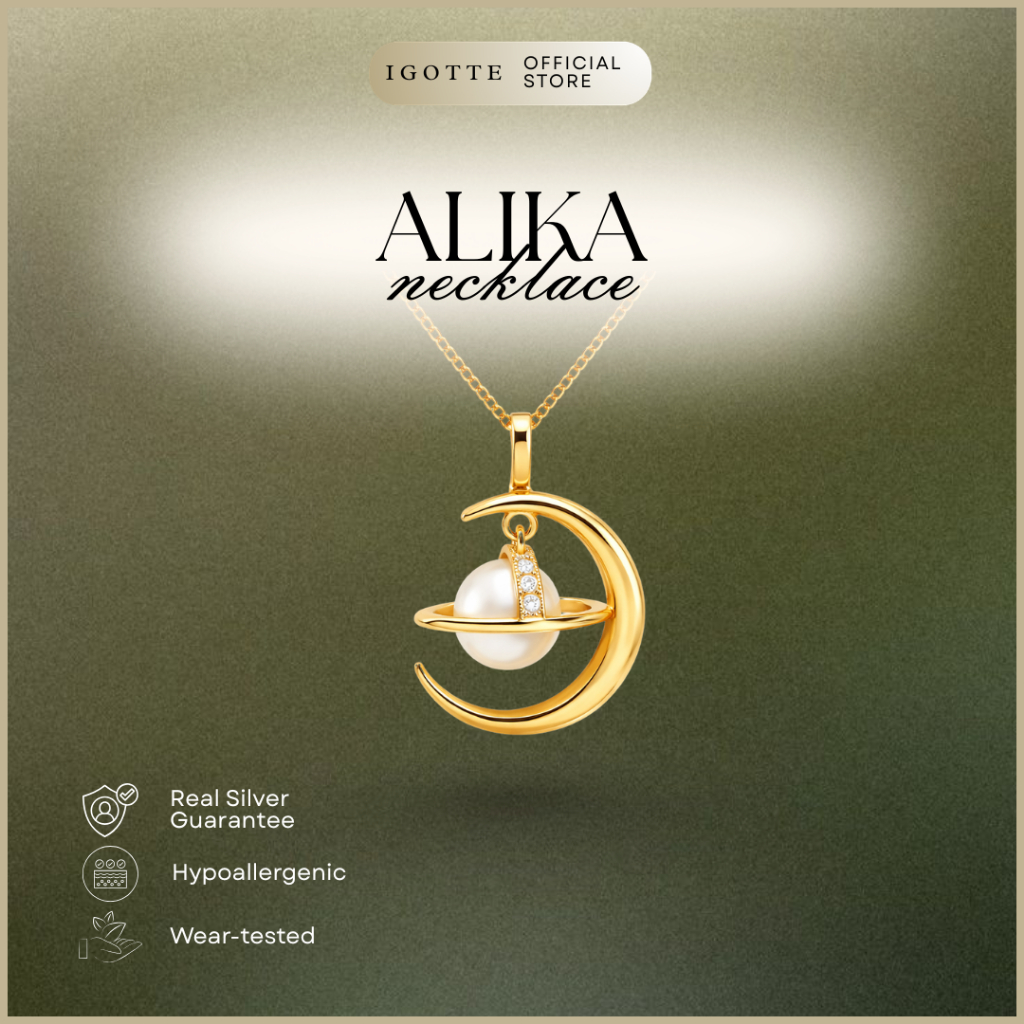 สร้อยคอ ALIKA - เงินสเตอร์ลิง 925 ชุบทอง - ชุบทอง 18k - สร้อยคอพระจันทร์เสี้ยว - อุปกรณ์เสริม EID EI