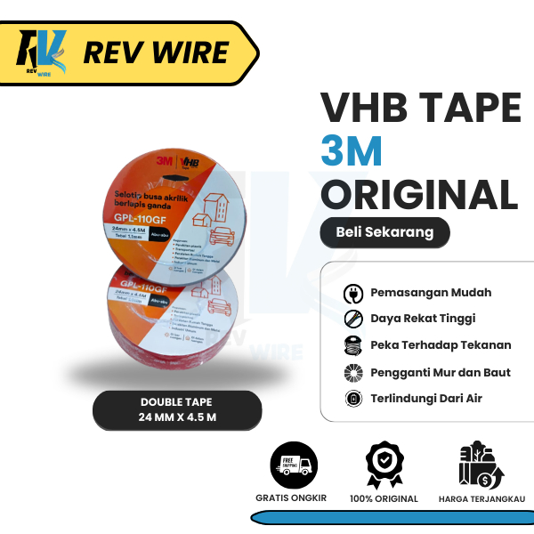 3M VHB DOUBLE TAPE AUTOMOTIVE 4900 ขนาด 24 มม.X 4.5M เทปคู่สําหรับรถยนต์และ MOTORBIKES