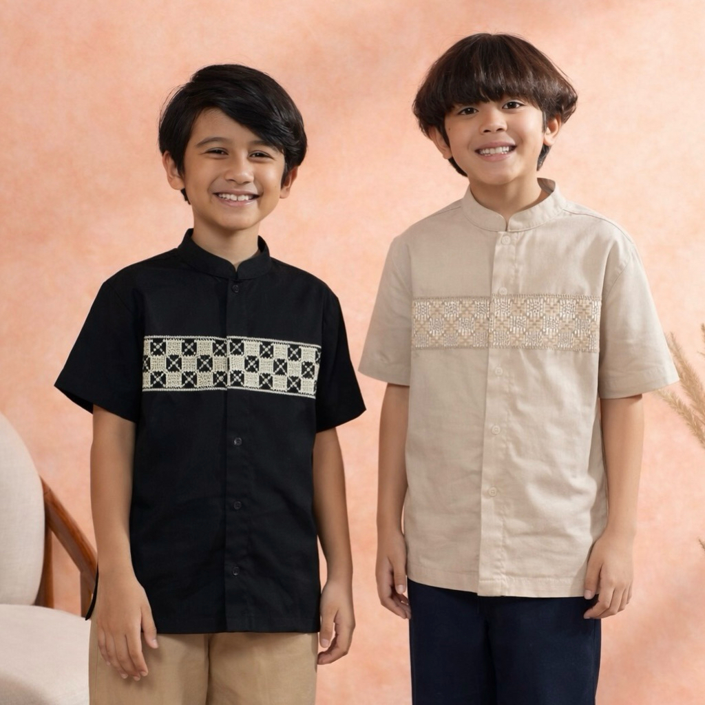 KIV มุสลิมเด็ก Koko ปักครีมสีดํา KK 01 KSC 04 KSC 05 KSC 0124 KSC 0425