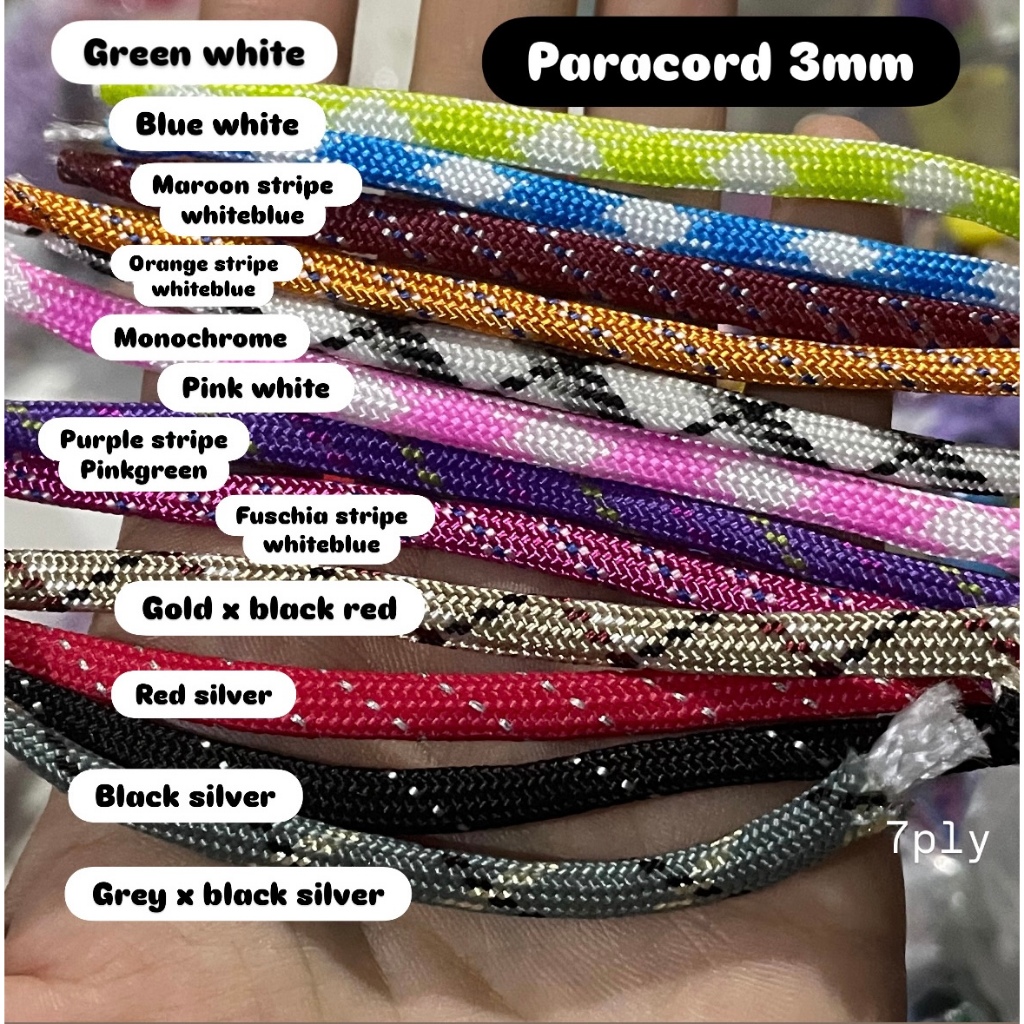 GANTUNGAN [100 เมตร] ขายส่ง Paracord Rope 3mm prusik วัสดุ DIY พวงกุญแจสายโทรศัพท์เมตร