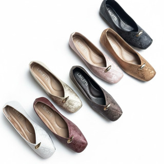 lavaletta • (BETTER DOWNSIZE) Azura Flatshoes Wanita Ujung Kotak bahan satin shimmer